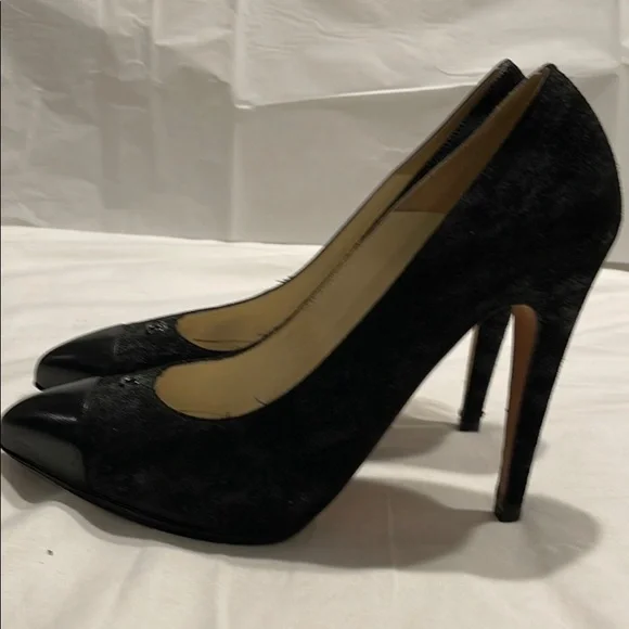CHANEL Black suede pumps with leather toe size 7.5 - Picture 3 of 6